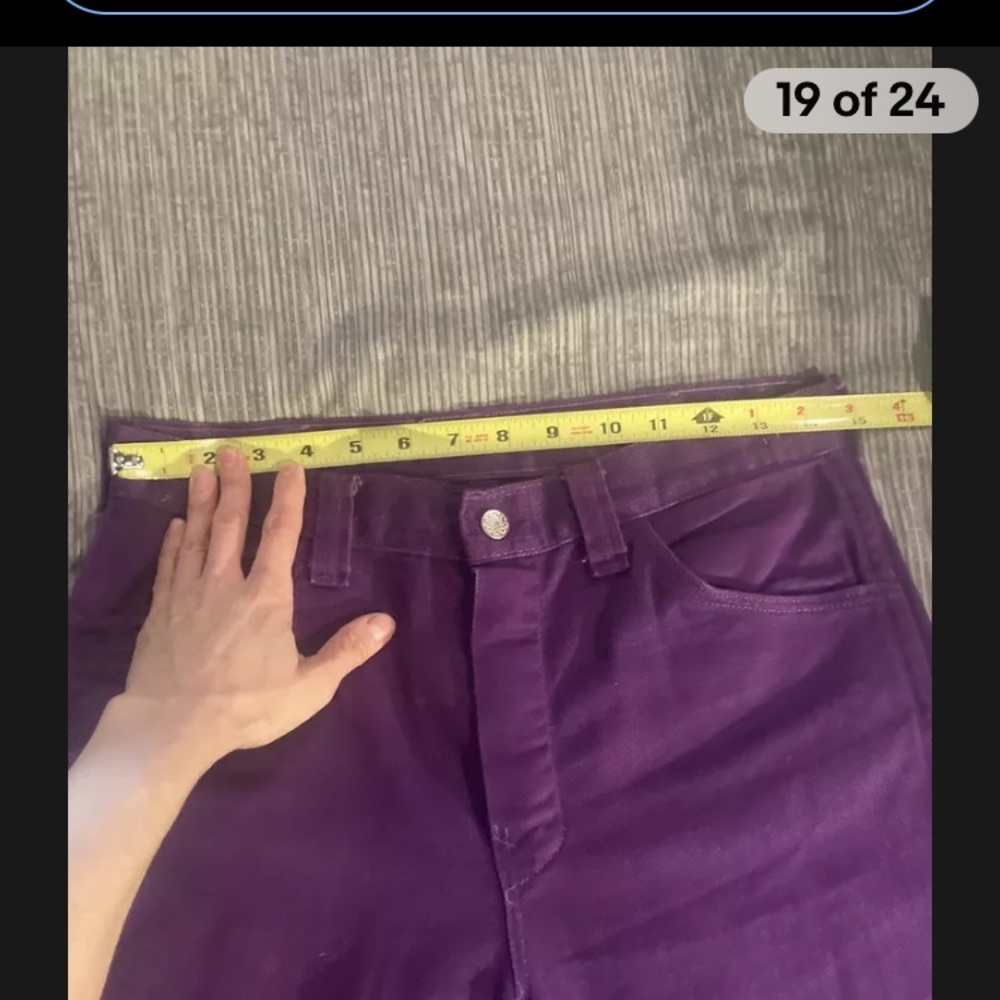 Vtg 70’s Electric ⚡️ Purple High Waist Jeans bell bottom wide 60’s hippy boho - Picture 6 of 11
